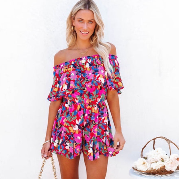 Sugarlips Pants - NWT Lucinda Off The Shoulder Ruffle Romper